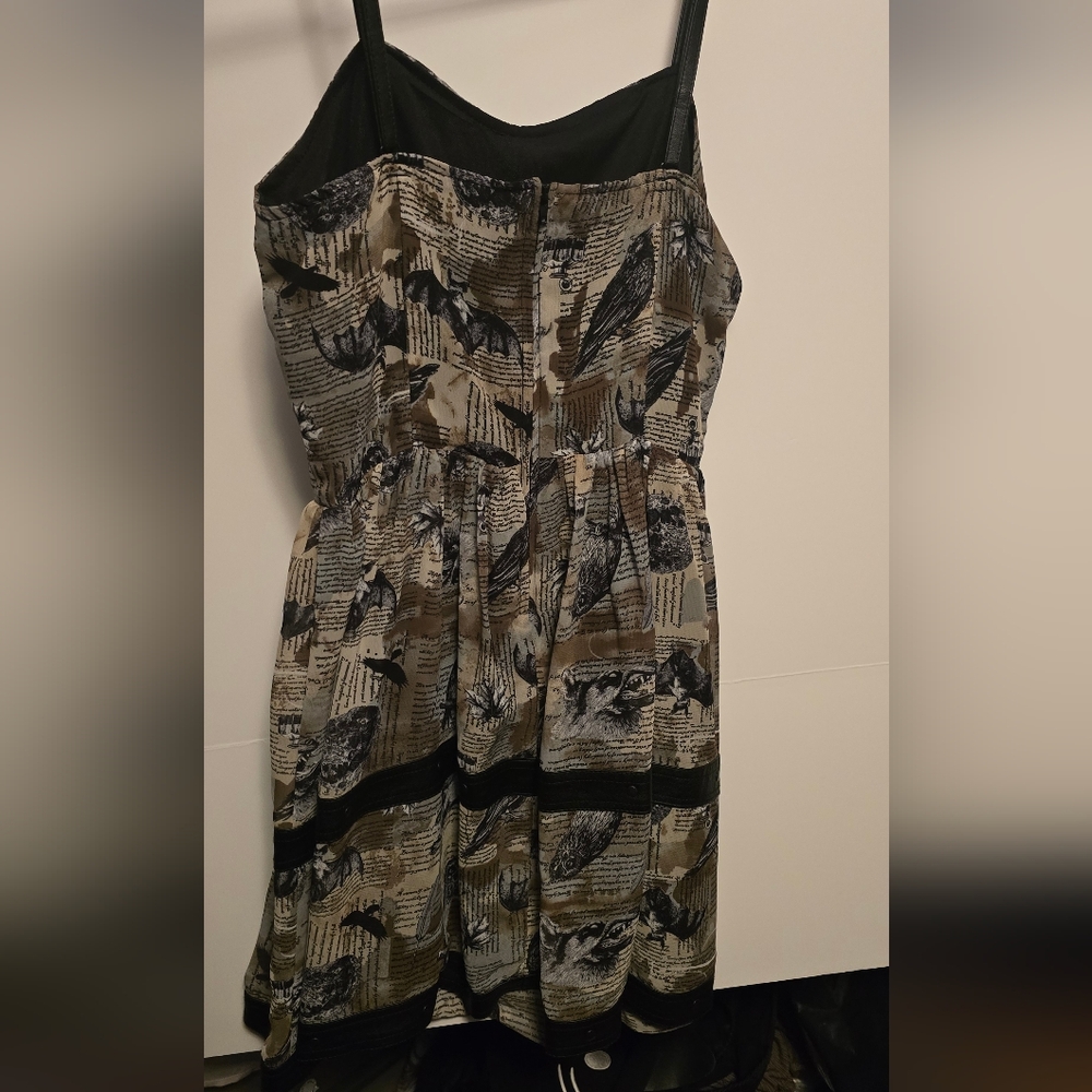 Stylish Black and Brown Bird Printed Dress